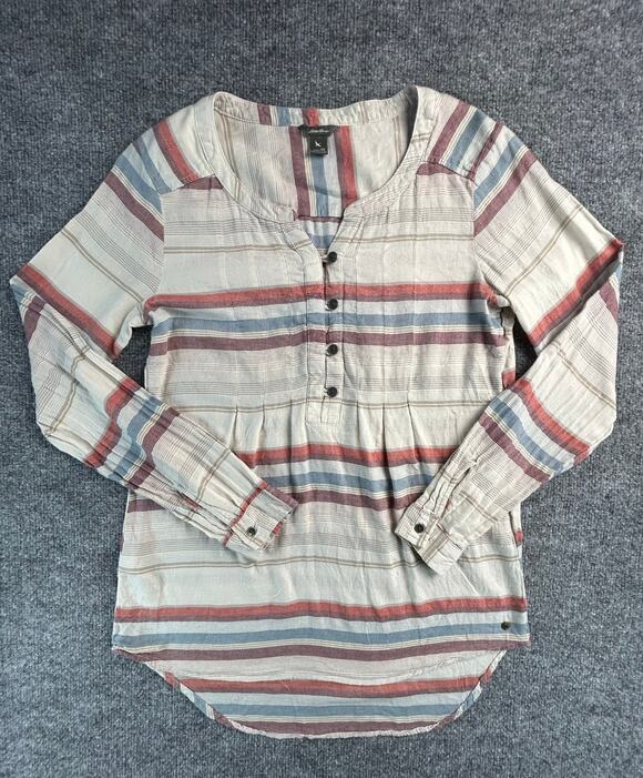 Eddie Bauer Tops - Eddie Bauer Women's XS Striped Henley Shirt Long Sleeve Lightweight Pullover Top